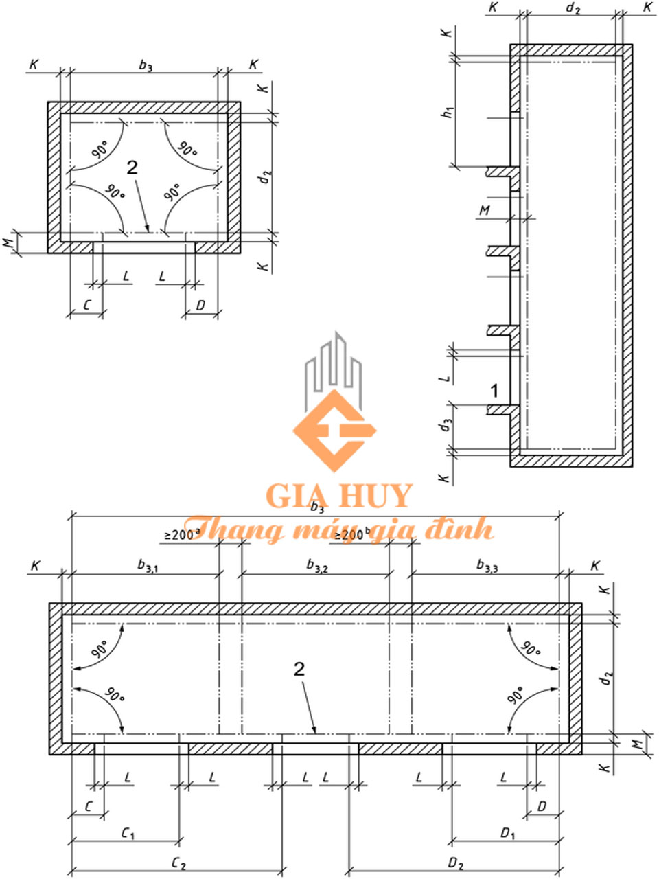 Bản vẽ kích thước thang máy Montanari