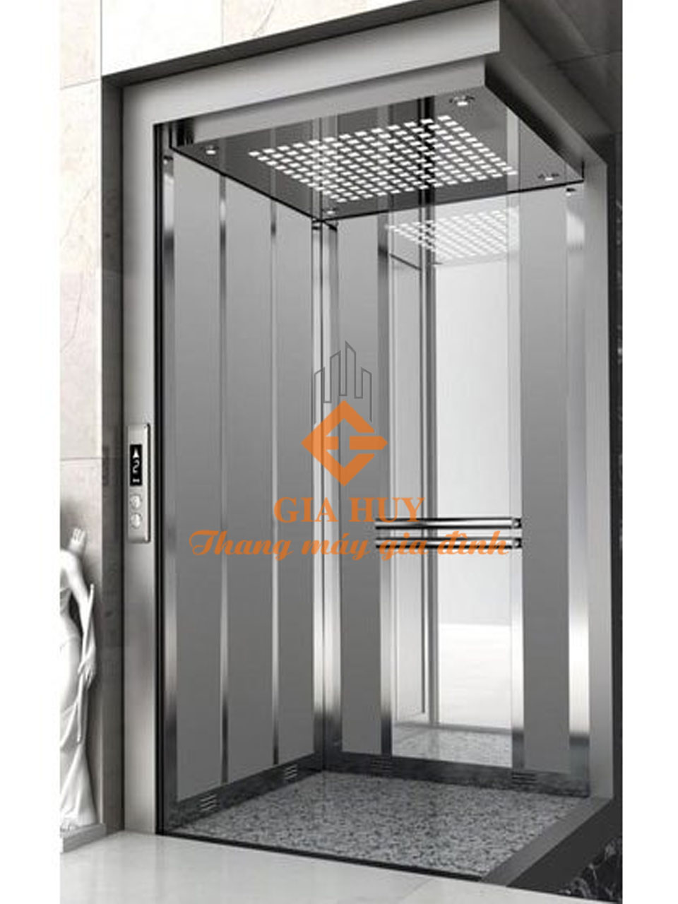 Cabin thang máy bằng inox sọc nhuyễn